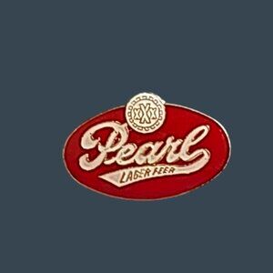 Pearl Lager Beer Gold-Tone Red Enamel Pin Badge Collectible